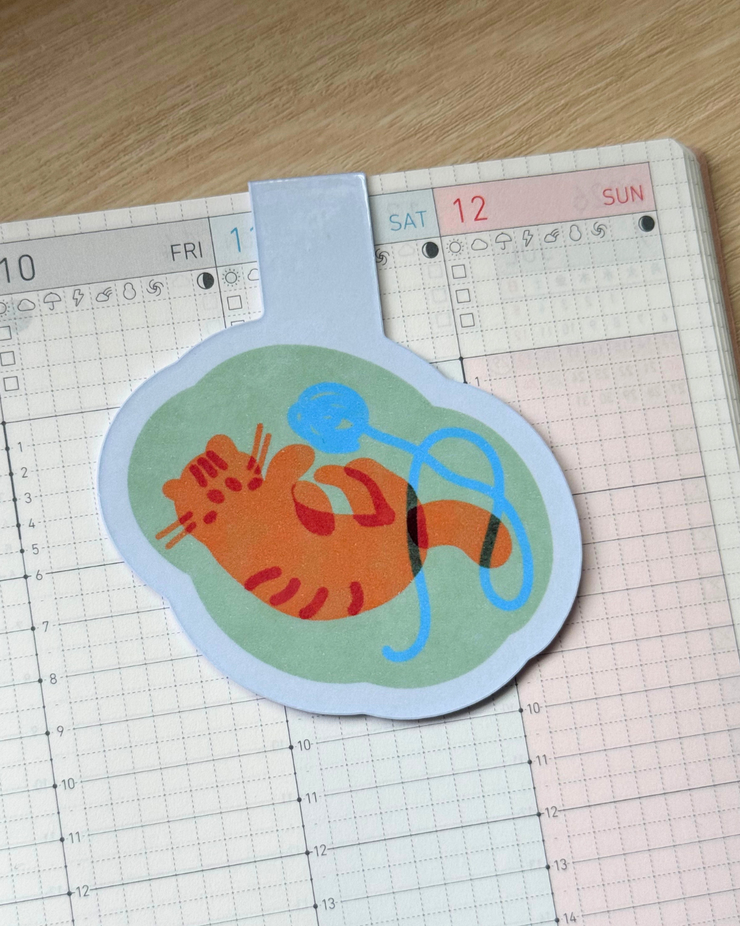 Cat and Yarn Magnetic Bookmark