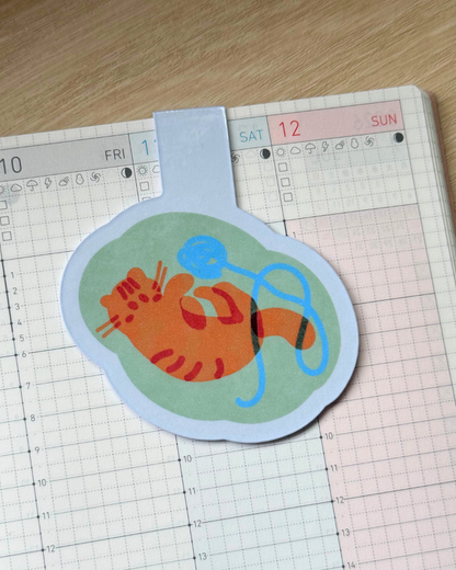 Cat and Yarn Magnetic Bookmark